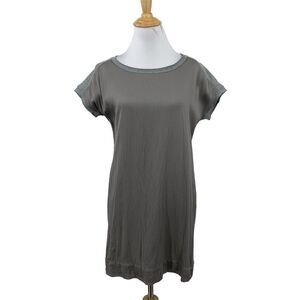 Fabiana Filippi Dress Women XXS 2XS Grey Contrast Knit Silk Blend Drop Sleeve